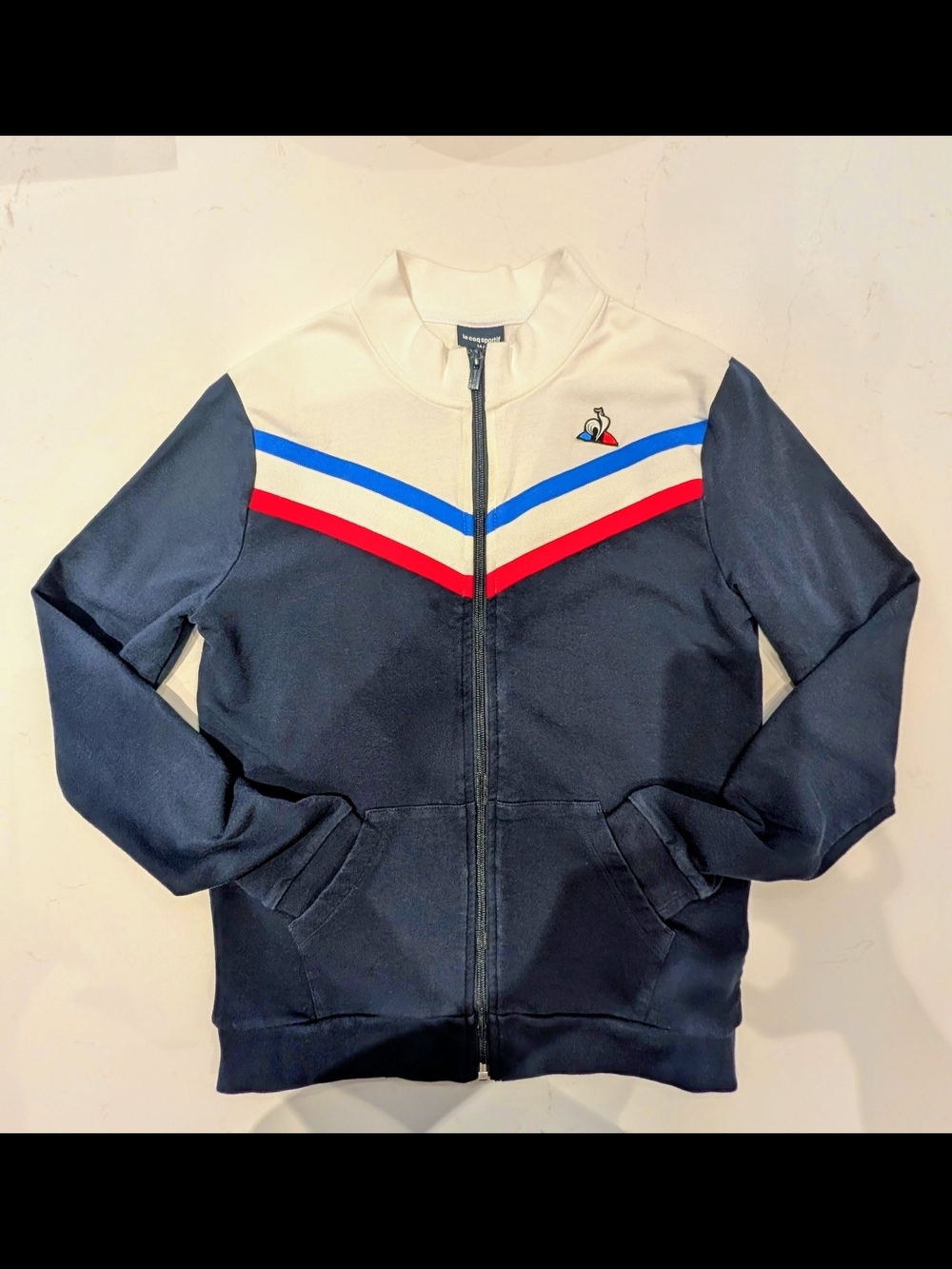 Boys Le Coq Sportif  Navy V-Panel Zip Pullover